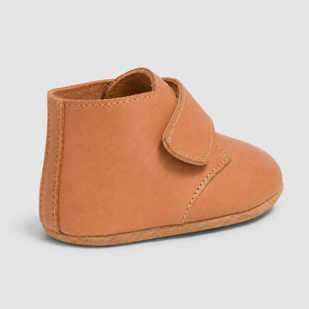 Leather baby booties rear view