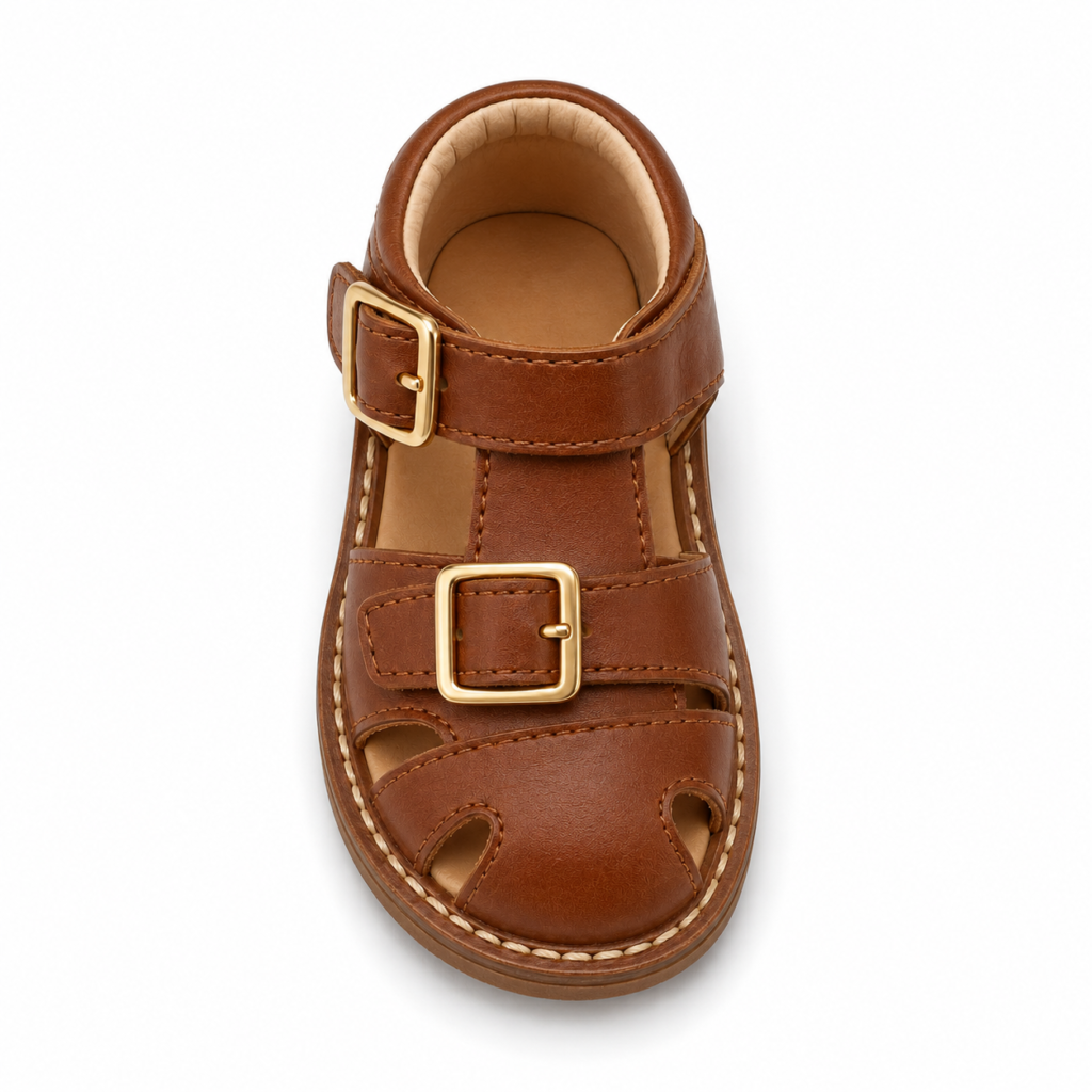 Kids leather sandal front view