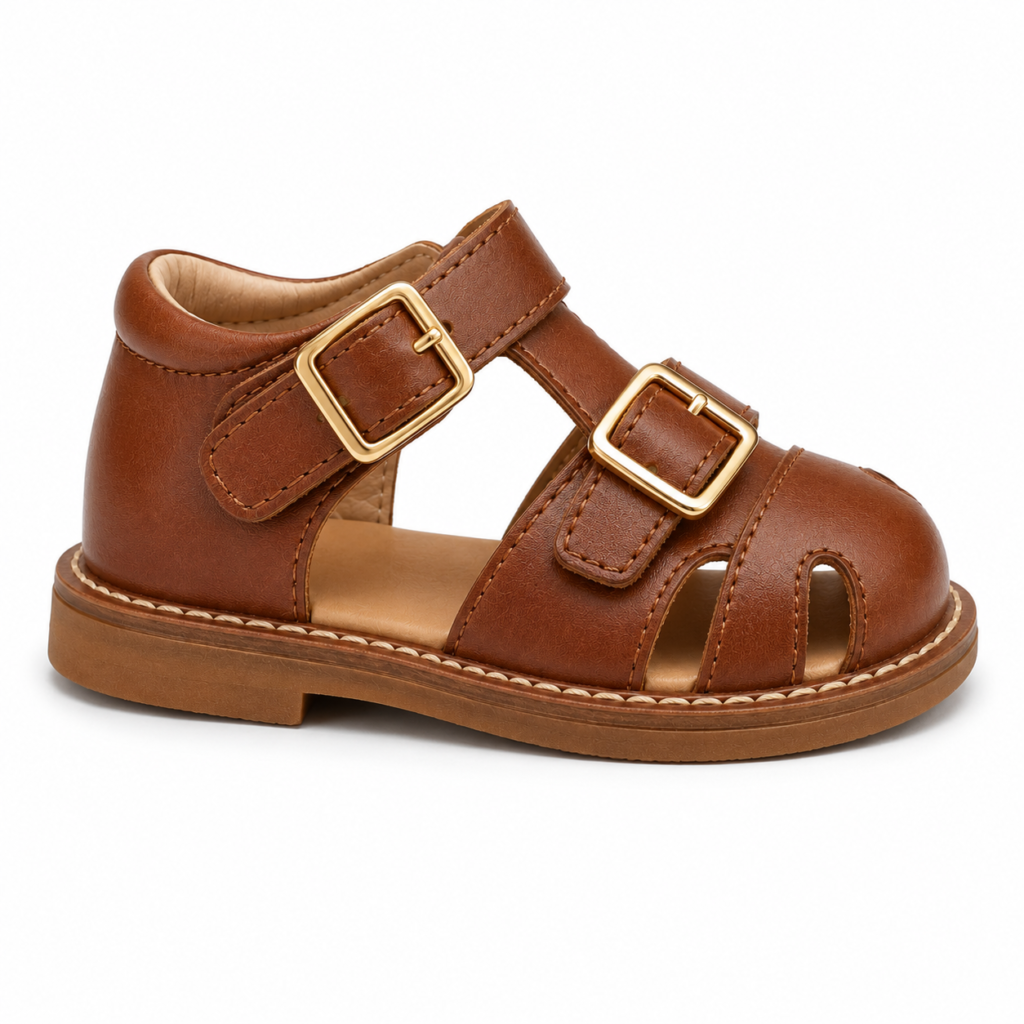 Kids leather sandal side view