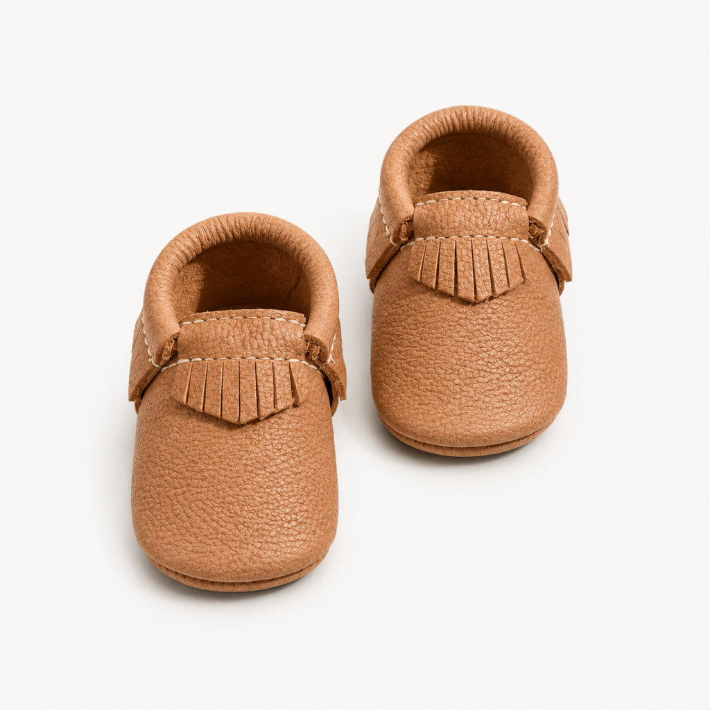 Leather baby moccasins for wholesale and private label